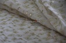 120 Grams Light Gold Zari and Sequins Geometrical Embroidery on Dyeable Viscose Georgette Fabric  44inch